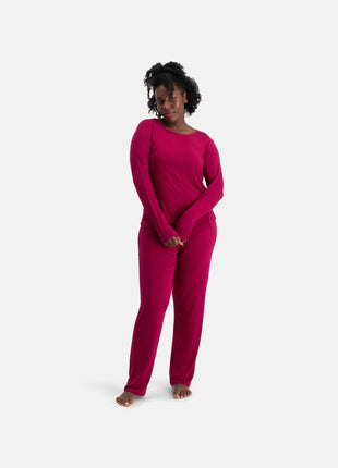 Bamboo Basics pyjama lange broek burgundy dames