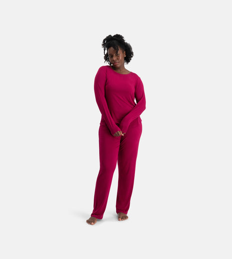 Bamboo Basics pyjama lange broek burgundy dames