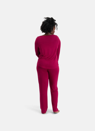 Bamboo Basics pyjama lange broek burgundy dames