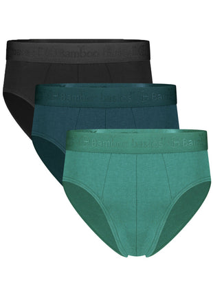 Bamboo Basics slip 3 pack knitted brief black, deep teal, malachite green heren