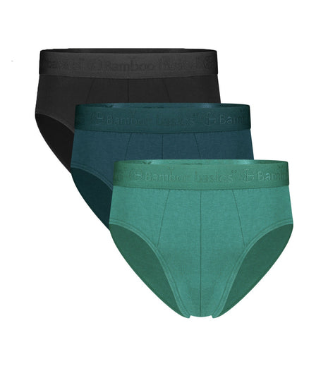 Bamboo Basics slip 3 pack knitted brief black, deep teal, malachite green heren