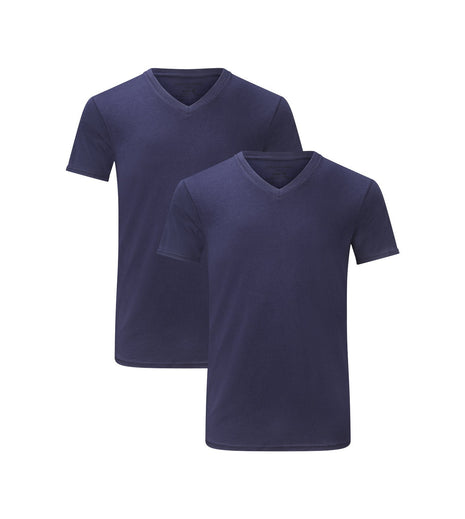 Bamboo Basics t-shirt v-hals 2 pack knitted v-neck t-shirt blue heren
