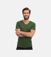 Bamboo Basics 2 t-shirts col V army pour hommes