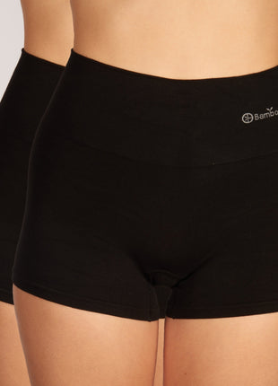 Bamboo Basics short 2 pack seamless knitted light control boxershort black dames STELLA-001 Bamboo Basics shorty lot de 2 seamless knitted light control boxershort black femmes
