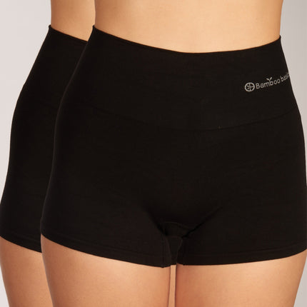 Bamboo Basics short 2 pack seamless knitted light control boxershort black dames STELLA-001 Bamboo Basics shorty lot de 2 seamless knitted light control boxershort black femmes

