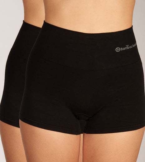 Bamboo Basics short 2 pack seamless knitted light control boxershort black dames STELLA-001 Bamboo Basics shorty lot de 2 seamless knitted light control boxershort black femmes
