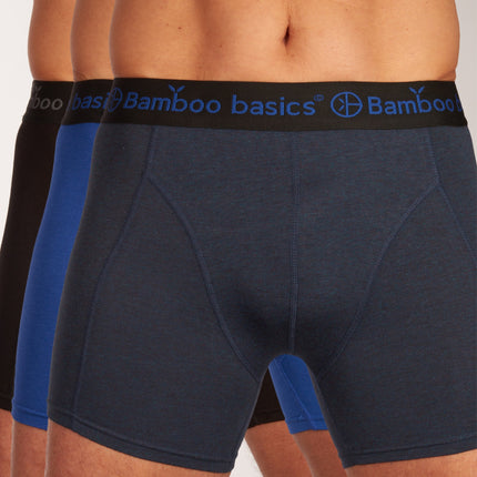 Bamboo Basics short 3 pack knitted boxershorts black / navy / blue heren RICO-011 Bamboo Basics boxer lot de 3 knitted boxershorts black / navy / blue hommes
