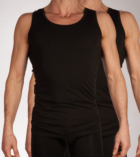Bamboo Basics singlet 2 pack knitted singlet black heren STEF-002 Bamboo Basics débardeur lot de 2 knitted singlet black hommes
