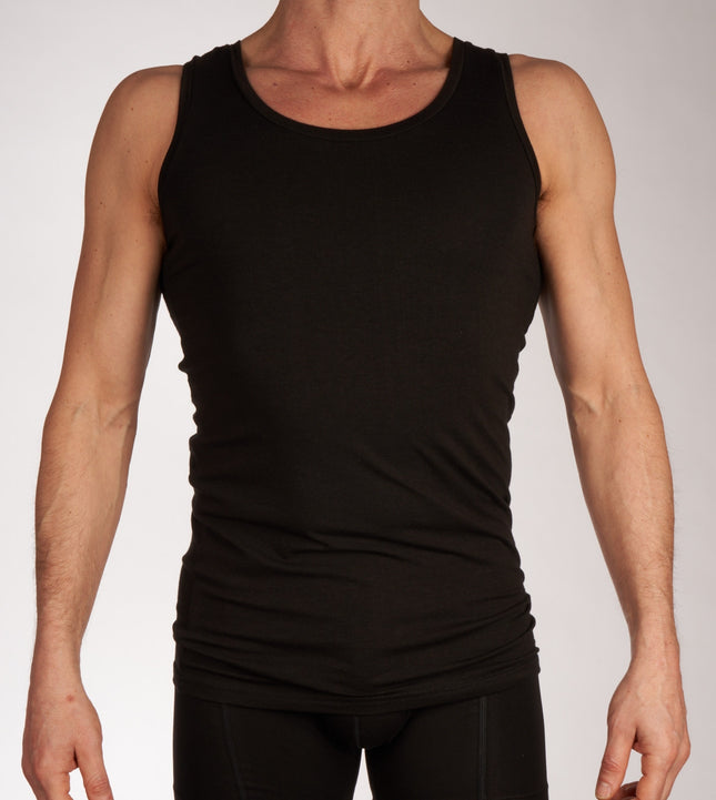 Bamboo Basics singlet 2 pack knitted singlet black heren STEF-002 Bamboo Basics débardeur lot de 2 knitted singlet black hommes
