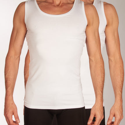 Bamboo Basics singlet 2 pack knitted singlet white heren STEF-001 Bamboo Basics débardeur lot de 2 knitted singlet white hommes

