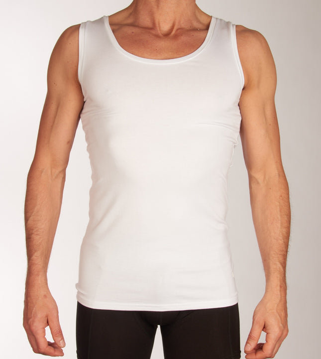 Bamboo Basics singlet 2 pack knitted singlet white heren STEF-001 Bamboo Basics débardeur lot de 2 knitted singlet white hommes
