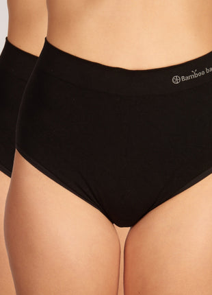 Bamboo Basics slip 2 pack seamless knitted high waisted full brief black dames AMY-001 Bamboo Basics slip lot de 2 seamless knitted high waisted full brief black femmes
