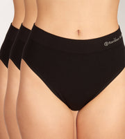 Bamboo Basics slip 3 pack seamless knitted full brief black dames
