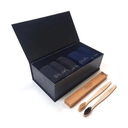 Bamboo Basics sokken 5 paar knitted anklet socks giftbox black / navy unisex BEAU-5GP-003 Bamboo Basics chaussettes 5 paires knitted anklet socks giftbox black / navy unisex