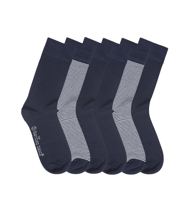 Bamboo Basics sokken 6 paar knitted anklet socks navy print unisex BEAU-6P-003 Bamboo Basics chaussettes 6 paires knitted anklet socks navy print unisex
