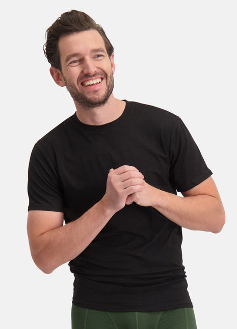Bamboo Basics t-shirt ronde hals 2 pack knitted r-neck t-shirt black heren RUBEN-004 Bamboo Basics t-shirt col rond lot de 2 knitted r-neck t-shirt black hommes