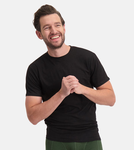 Bamboo Basics t-shirt ronde hals 2 pack knitted r-neck t-shirt black heren RUBEN-004 Bamboo Basics t-shirt col rond lot de 2 knitted r-neck t-shirt black hommes