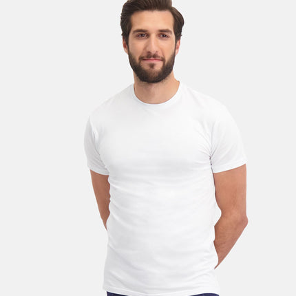 Bamboo Basics t-shirt ronde hals 2 pack knitted r-neck t-shirt optical white heren RUBEN-002 Bamboo Basics t-shirt col rond lot de 2 knitted r-neck t-shirt optical white hommes