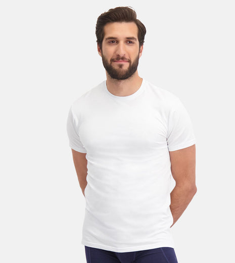 Bamboo Basics t-shirt ronde hals 2 pack knitted r-neck t-shirt optical white heren RUBEN-002 Bamboo Basics t-shirt col rond lot de 2 knitted r-neck t-shirt optical white hommes