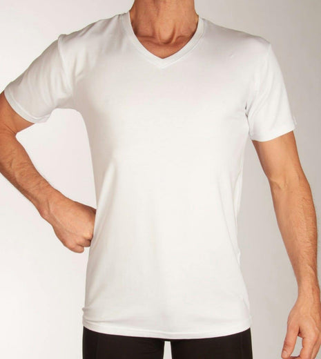 Bamboo Basics t-shirt v-hals 2 pack knitted v-neck t-shirt optical white heren VELO-001 Bamboo Basics t-shirt col v lot de 2 knitted v-neck t-shirt optical white hommes
