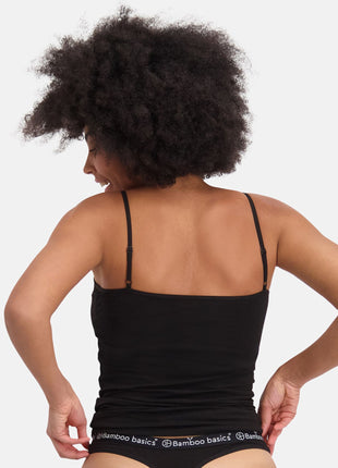 Bamboo Basics topje 2 pack seamless knitted spaghetti top black dames VERA-001 Bamboo Basics caracos lot de 2 seamless knitted spaghetti top black femmes