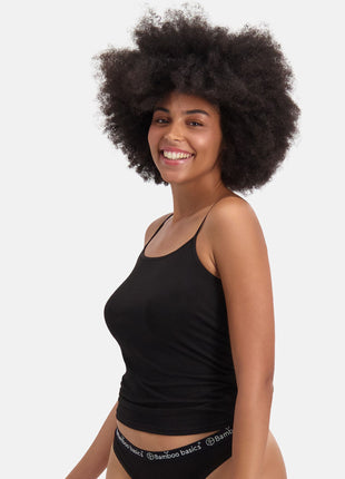 Bamboo Basics topje 2 pack seamless knitted spaghetti top black dames VERA-001 Bamboo Basics caracos lot de 2 seamless knitted spaghetti top black femmes