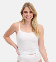 Bamboo Basics topje 2 pack seamless knitted spaghetti top white dames