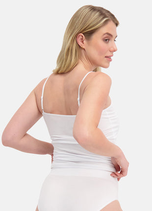 Bamboo Basics topje 2 pack seamless knitted spaghetti top white dames VERA-002 Bamboo Basics caracos lot de 2 seamless knitted spaghetti top white femmes