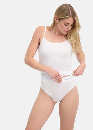 Bamboo Basics topje 2 pack seamless knitted spaghetti top white dames VERA-002 Bamboo Basics caracos lot de 2 seamless knitted spaghetti top white femmes