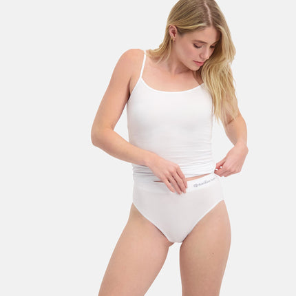 Bamboo Basics topje 2 pack seamless knitted spaghetti top white dames VERA-002 Bamboo Basics caracos lot de 2 seamless knitted spaghetti top white femmes