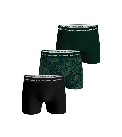 Björn Borg short 3 pack cotton stretch boxer black / print / green heren 10003415-MP002 Björn Borg boxer lot de 3 cotton stretch boxer black / print / green hommes

