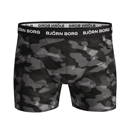 Björn Borg short 3 pack cotton stretch boxer black / print / grey melange heren 9999-1132-90651 Björn Borg boxer lot de 3 cotton stretch boxer black / print / grey melange hommes