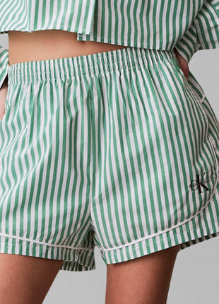 Calvin Klein short de pyjama ck cotton poplin track short penny stripe mardi gras green femmes