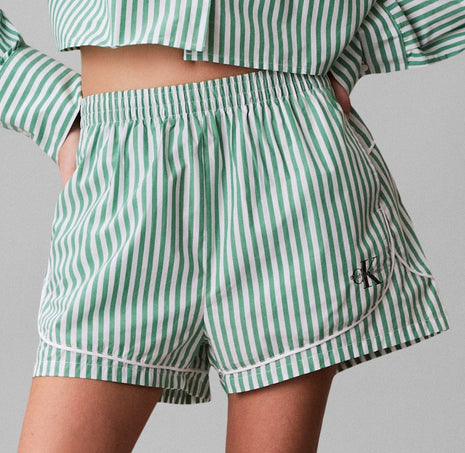 Calvin Klein shorts pyjama ck cotton poplin track short penny stripe mardi gras green women
