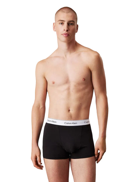 Calvin Klein short 3 pack icon cotton stretch relaxed fit trunks black, glacier, blue bell heren