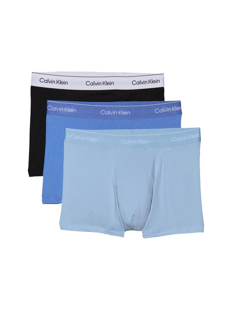 Calvin Klein boxer lot de 3 icon cotton stretch relaxed fit trunks noir, glacier, blue bell hommes