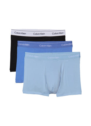 Calvin Klein boxer lot de 3 icon cotton stretch relaxed fit trunks noir, glacier, blue bell hommes
