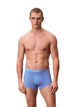 Calvin Klein short 3 pack icon cotton stretch low rise trunks black / glacier / blue bell heren