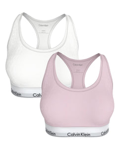 Calvin Klein bh topje 2 pack icon cotton modal bralette white / cradle pink dames LV00QF8494-3E5 Calvin Klein brassière lot de 2 icon cotton modal bralette white / cradle pink femmes