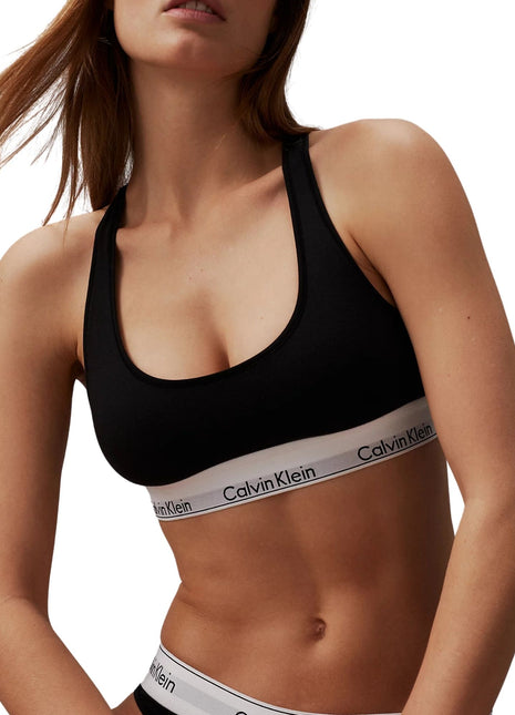 Calvin Klein bh topje icon cotton modal unlined bralette black dames 0000F3785E-001 Calvin Klein brassière icon cotton modal unlined bralette black femmes