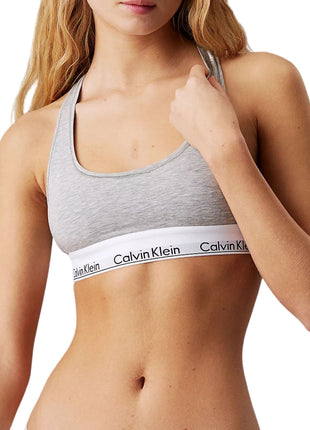 Calvin Klein bh topje icon cotton modal unlined bralette grey heather dames 0000F3785E-020 Calvin Klein brassière icon cotton modal unlined bralette grey heather femmes
