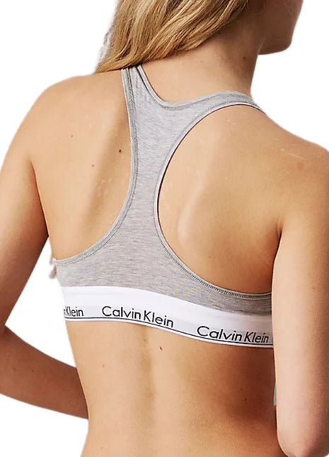 Calvin Klein bh topje icon cotton modal unlined bralette grey heather dames 0000F3785E-020 Calvin Klein brassière icon cotton modal unlined bralette grey heather femmes