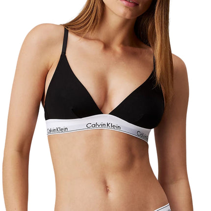 Calvin Klein bh topje modern cotton unlined triangle bra black dames 000QF1061E-001 Calvin Klein brassière modern cotton unlined triangle bra black femmes