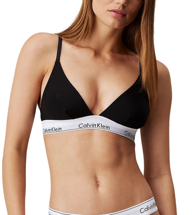 Calvin Klein bh topje modern cotton unlined triangle bra black dames 000QF1061E-001 Calvin Klein brassière modern cotton unlined triangle bra black femmes