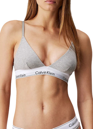 Calvin Klein bh topje modern cotton unlined triangle bra grey heather dames 000QF1061E-020 Calvin Klein brassière modern cotton unlined triangle bra grey heather femmes
