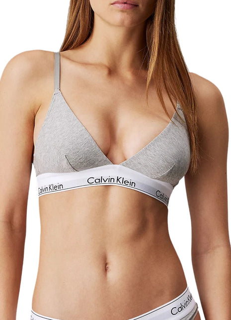 Calvin Klein bh topje modern cotton unlined triangle bra grey heather dames 000QF1061E-020 Calvin Klein brassière modern cotton unlined triangle bra grey heather femmes