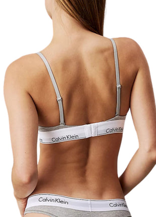 Calvin Klein bh topje modern cotton unlined triangle bra grey heather dames 000QF1061E-020 Calvin Klein brassière modern cotton unlined triangle bra grey heather femmes