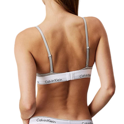Calvin Klein bh topje modern cotton unlined triangle bra grey heather dames 000QF1061E-020 Calvin Klein brassière modern cotton unlined triangle bra grey heather femmes