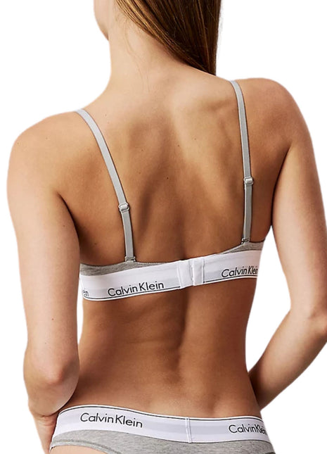 Calvin Klein bh topje modern cotton unlined triangle bra grey heather dames 000QF1061E-020 Calvin Klein brassière modern cotton unlined triangle bra grey heather femmes