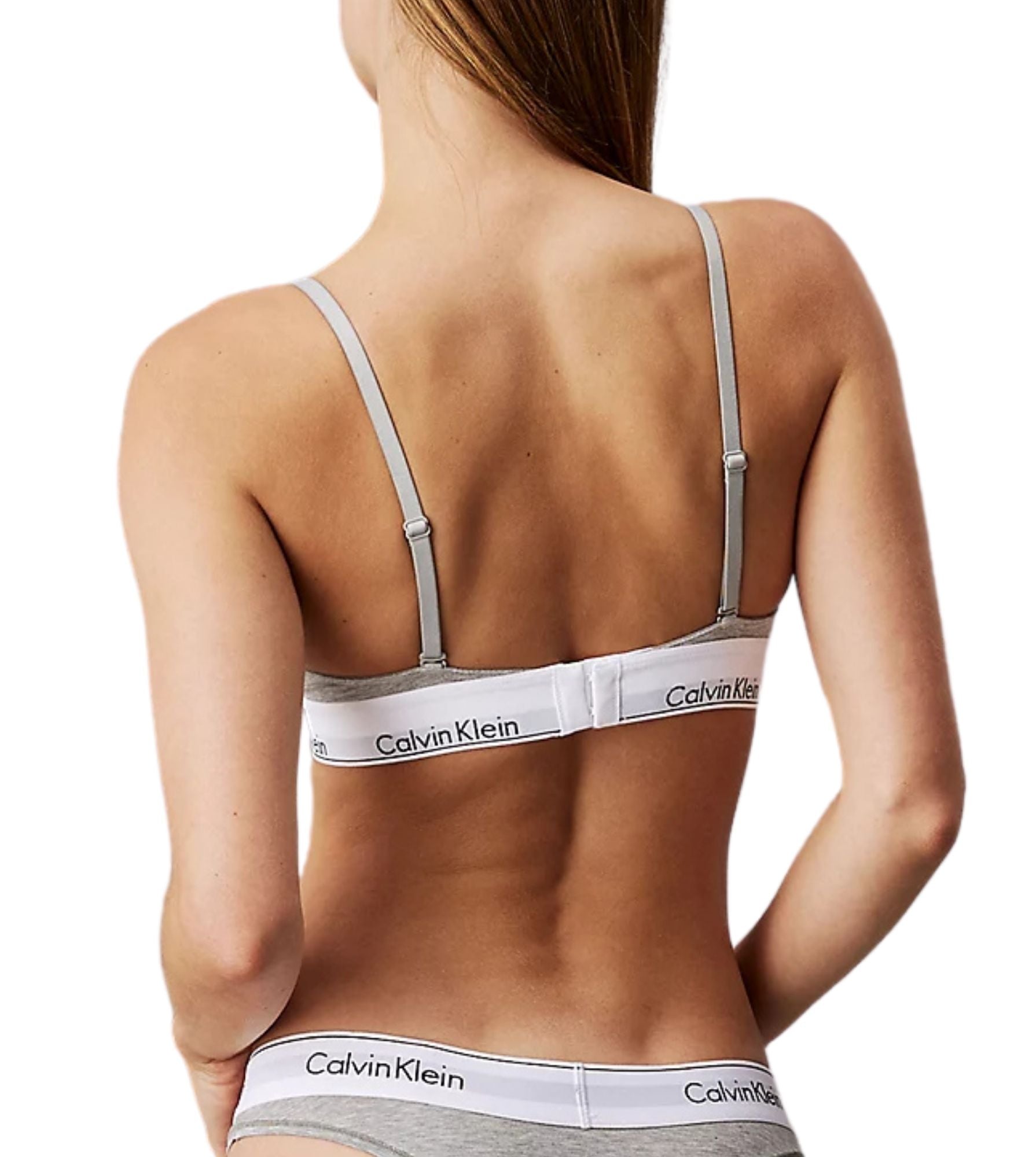 Calvin Klein bra top modern cotton unlined triangle bra grey